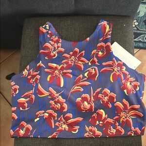 Floral Sleeveless Women's Top - Blue and Red